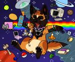 2000s aliasing alien ambiguous_gender animal_crossing anthro ball beverage beverage_can black_kerchief black_neckerchief black_nose black_pawpads bracelet brown_body brown_fur can canid canine canis cellphone collar computer container cookie cookie_clicker crt crt_monitor desktop deviantart deviantart_logo digital_drawing_(artwork) digital_media_(artwork) digitigrade domestic_dog earbuds electronics energy_drink eyes_closed fangs featureless_crotch flat_colors food full-length_portrait fur game_boy_advance_sp game_boy_advance_sp_console game_boy_family game_console geometry_dash handpaw headphones herding_dog hindpaw holding_beverage holding_can holding_container holding_object jewelry jumpstart_games kandi_(bracelet) kerchief maligaytor malinois_dog mammal markings meme monster_energy monster_energy_can neckerchief neopets nintendo nude nyan_cat open_mouth open_smile pastoral_dog pawpads paws phone pink_collar pink_tongue planet plushie portrait semi-anthro sheepdog smartphone smile solo space spiked_collar spikes star taco tail tan_markings teeth tennis_ball tongue traffic_cone ufo vlc vlc_media_player waffle woowoo_(maligaytor) xd