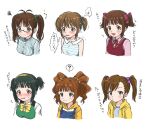  6+girls :3 :d akizuki_ritsuko alternate_hairstyle amami_haruka angry antenna_hair averting_eyes bare_shoulders blue_eyes blue_overalls blue_ribbon blue_shirt blunt_bangs blush bow bowtie breasts brown_eyes brown_hair collared_shirt commentary confused cropped_arms cropped_torso dress_shirt embarrassed eyelashes frown futami_mami glasses green_eyes green_hair green_scrunchie hagiwara_yukiho hair_bobbles hair_bow hair_ornament hair_ribbon hairband halterneck highres hood hood_down hoodie idolmaster idolmaster_(classic) light_smile long_hair long_sleeves looking_ahead looking_at_viewer medium_breasts mole mole_under_mouth multiple_girls naruse_ill neck_ribbon nose_blush open_mouth otonashi_kotori overalls parted_lips pink_bow pink_ribbon pink_shirt pursed_lips raglan_sleeves raised_eyebrows red_bow red_bowtie red_ribbon red_sweater_vest ribbon school_uniform scribble scrunchie semi-rimless_eyewear shirt short_hair short_twintails sidelocks sleeveless sleeveless_shirt small_breasts smile speech_bubble striped striped_shirt sweater_vest swept_bangs t-shirt takatsuki_yayoi tearing_up thought_bubble translated trembling twintails two-tone_hoodie two-tone_shirt under-rim_eyewear vertical-striped_shirt vertical_stripes wavy_mouth white_hoodie white_shirt yellow_bow yellow_bowtie yellow_hairband yellow_hoodie yellow_scrunchie 