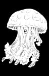 ambiguous_gender armless black_background cnidarian earless eyeless feral iliothermia jellyfish legless marine medusozoan noseless simple_background solo spots spotted_body tentacles white_body