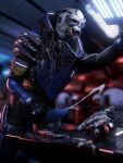 3:4 3_fingers 3d_(artwork) absurd_res alien alien_genitalia alien_humanoid anthro armor bandage bandage_on_face bioware blender_(software) bodily_fluids clothed clothing cum cum_on_weapon digital_media_(artwork) dripping ejaculation electronic_arts eyes_closed fangs fingers garrus_vakarian genital_fluids genitals gun hi_res humanoid leaning leaning_on_wall male male_anthro mass_effect masturbation orgasm orgasm_face partially_clothed penis ranged_weapon rifle scar seurat slit sniper_rifle solo standing teeth turian weapon