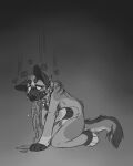 2023 ambiguous_gender anthro bodily_fluids canid canine canis collar collar_only collar_tag digital_drawing_(artwork) digital_media_(artwork) domestic_dog emanata empty_eyes full-length_portrait grey_background greyscale hand_on_own_belly handpaw herding_dog hi_res hindpaw ill kneeling maligaytor malinois_dog mammal monochrome nude open_mouth pastoral_dog paws portrait sheepdog simple_background sketch snout solo tail tears teeth vomit