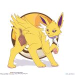 2023 animal_genitalia animal_pussy anus butt canine_genitalia canine_pussy collar collar_tag darkened_genitalia darkened_pussy digital_media_(artwork) digitigrade eeveelution feral fur generation_1_pokemon genitals hi_res jolteon looking_at_viewer looking_back looking_back_at_viewer nintendo pawpads paws plump_labia pokemon pokemon_(species) presenting presenting_hindquarters presenting_pussy pussy quadruped simple_background smile smiling_at_viewer the_gentle_giant white_background white_body white_fur yellow_body yellow_fur