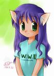  animal_ears blue_hair cat_ears copyright_request ebifly solo world_war_ii 