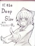  1girl bespectacled cirno glasses greyscale monochrome pangea sketch smile solo touhou traditional_media 