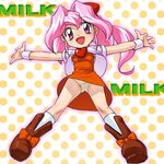  chou_hatsumei_boy_kanipan haruyama_kazunori lowres milk_(kanipan) panties pink_hair solo underwear 