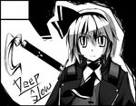  devil_may_cry greyscale konpaku_youmu lowres monochrome pangea parody solo touhou 