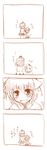  4koma comic harunatsu_akito hat inubashiri_momiji monochrome multiple_girls petting shameimaru_aya tears tokin_hat touhou translated 
