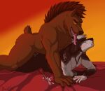 anal anal_penetration anthro bear beast_(disambiguation) bodily_fluids brown_body brown_fur canid canine canis cum cumshot dominant dominant_male duo ejaculating_while_penetrated ejaculation ejaculation_while_penetrated elbestia elbestia_(character) fur genital_fluids hi_res hybrid hyena male male/male male_penetrated male_penetrating male_penetrating_male mammal multicolored_body multicolored_fur nude open_mouth penetration sex submissive submissive_male tongue tongue_out wolf