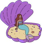 2023 4_fingers alpha_channel ambient_sealife ambient_starfish ariel_(disney) asterozoan bare_shoulders breasts brown_hair clothing colored dark_body dark_skin digital_drawing_(artwork) digital_media_(artwork) disney echinoderm female fin fingers front_view google google_doodle hair humanoid long_hair low_res mammal marine merfolk mermaid_tail midriff sand scales seashell shaded shell simple_background simple_eyes simple_shading solo split_form tail tail_fin the_little_mermaid_(1989) the_little_mermaid_(2023) three-quarter_view transparent_background unknown_artist