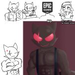 absurd_res anthro epic_games female fortnite hi_res kit_(fortnite) male meow_skulls_(fortnite) meowscles meowscles_(shadow) zarzymoriah