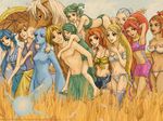  6+girls anju bad_id bikini blonde_hair blue_eyes blue_hair carrying copyright_name din english epona everyone fairy farore fish_girl gerudo green_eyes green_hair groin hairband harem highres horse impa kokiri link long_hair malon melora multiple_girls nabooru navel navi nayru orange_hair pimp pointy_ears princess_ruto princess_zelda purple_eyes red_eyes red_hair saria swimsuit the_legend_of_zelda the_legend_of_zelda:_link's_awakening the_legend_of_zelda:_ocarina_of_time the_legend_of_zelda:_oracle_of_ages the_legend_of_zelda:_oracle_of_seasons umbrella very_long_hair wallpaper watermark zora 