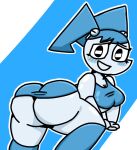 android bent_over big_butt blue_blush blush blush_lines breasts butt digital_drawing_(artwork) digital_media_(artwork) female hi_res humanoid jenny_wakeman lewdewott looking_at_viewer machine my_life_as_a_teenage_robot nickelodeon open_mouth robot solo solo_focus thick_thighs white_body