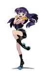  artist_request bike_shorts fang gloves kiyal long_hair purple_hair solo tengen_toppa_gurren_lagann 