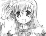  farin gofu greyscale lyrical_nanoha mahou_shoujo_lyrical_nanoha maid monochrome salute sketch solo traditional_media 