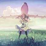  aircraft airplane camera dress grass headphones legs long_hair original solo thighhighs vofan wind zettai_ryouiki 