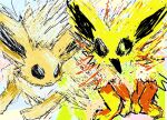 ambiguous_gender eeveelution feral generation_1_pokemon jolteon nintendo open_mouth petday pokemon pokemon_(species) rough_sketch sketch solo