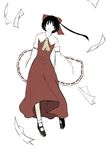  artist_request ascot bare_shoulders black_hair bobby_socks bow detached_sleeves dress full_body hair_bow hakurei_reimu long_hair long_sleeves looking_at_viewer nontraditional_miko paper ponytail red_bow red_dress ribbon-trimmed_sleeves ribbon_trim short_hair short_hair_with_long_locks simple_background socks solo touhou white_background white_legwear wide_sleeves 