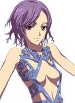  bare_shoulders breasts fractal kawamura_rukanan koch_curve medium_breasts original purple_hair red_eyes short_hair solo 