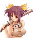  breasts copyright_request covered_nipples fishnets goggles large_breasts soba_(saz) solo sword weapon 