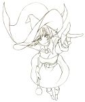  1girl boots breasts cape cleavage commentary_request dragon_quest dragon_quest_iii dress earrings gloves hat jewelry mage_(dq3) mayakaek monochrome short_hair smile solo staff wand weapon witch_hat 