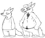 al_(weaver) anthro body_hair canid canine canis chest_hair duo father_(lore) father_and_child_(lore) father_and_son_(lore) grin head_tuft looking_annoyed male mammal pack_street parent_(lore) parent_and_child_(lore) parent_and_son_(lore) sharp_teeth shirtless shirtless_male smile son_(lore) teeth the_weaver tuft wolf