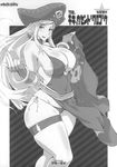  areolae bonne_jenet bracelet breasts covered_nipples curvy dress fatal_fury fingerless_gloves gloves greyscale hat highres huge_breasts inverted_nipples jewelry long_hair mark_of_the_wolves monochrome nipples panties pirate pirate_hat side-tie_panties smile snk solo thigh_strap thighs translation_request underwear wide_hips ya-zy 