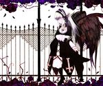  black_dress black_wings comic cross-laced_clothes dress frills hairband lolita_hairband long_hair long_sleeves looking_afar looking_away looking_to_the_side pink_eyes rozen_maiden silent_comic solo sorethroat standing suigintou very_long_hair wings 