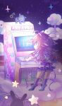  1girl aishin arcade_cabinet arcadea blue_footwear blue_ribbon blue_skirt brown_hair capelet cat hair_flaps hair_ribbon long_hair maisie_(arcadea) official_art playing_games ribbon skirt video_game 