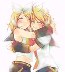  1girl brother_and_sister hug kagamine_len kagamine_rin misaki_kozue siblings twins vocaloid 