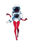  astronaut barefoot bone closed_eyes colored_skin extra_arms fang full_body helmet highres open_mouth original red_skin simple_background skeleton sopapapa space_helmet spacesuit white_background 