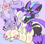 anthro big_breasts black_body blue_eyes bodily_fluids breasts cum cum_inside delcatty duo ejaculation eyewear female fur generation_3_pokemon generation_7_pokemon genital_fluids glasses hair hi_res impregnation legendary_pokemon lewdchuu_(artist) male male/female nintendo ovum ovum_with_heart pokemon pokemon_(species) purple_body purple_eyes purple_fur purple_hair sex sperm_cell zeraora