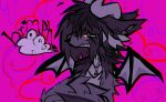 anthro black_hair breath dragon emo fur furred_dragon grey_body grey_fur hair male mutetroop scene_kid solo text