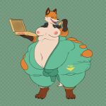 anthro belly big_butt box bulge butt canid canine clothing container eating epic_games eyes_closed fennix_(fortnite) fortnite fox fur hi_res huge_butt huge_thighs hyper hyper_butt male mammal moobs nipples orange_body orange_fur overweight overweight_male simple_background solo tail thick_thighs torn_clothing vulpgulps white_body white_fur wide_hips
