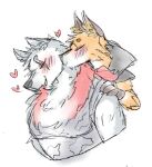 &lt;3 anthro bear beat blush blush_lines canid canine duo epic_games eyes_closed fennix_(fortnite) fortnite fox fur happy kissing kissing_cheek love male male/male mammal orange_body orange_fur peach- polar_bear polar_patroller simple_background ursine white_body white_fur