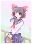  alternate_costume hair_tubes hakurei_reimu highres lzh school_uniform solo touhou 