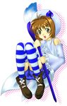  amulet_spade amulet_spade_(cosplay) blue_hat cardcaptor_sakura cosplay hat hinamori_amu hinamori_amu_(cosplay) kinomoto_sakura magical_girl shugo_chara! solo spade_(shape) thighhighs 