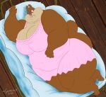 2021 anthro artist_name bed belly big_breasts breasts brown_body brown_fur buckteeth clothed clothing digital_media_(artwork) female flat_colors fur furniture huge_breasts mammal multicolored_body multicolored_fur navel_outline nickelodeon nightwear obese obese_anthro obese_female one_eye_closed overweight overweight_anthro overweight_female rodent sandy_cheeks sciurid solo spongebob_squarepants teeth thick_thighs tree_squirrel two_tone_body two_tone_fur xxsparcoxx