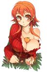  breasts cleavage covered_nipples food fruit kusanagi_tonbo large_breasts oppai_mochi orange original solo 