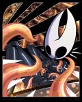 2024 4:5 arthropod black_body clitoris comic depth_of_field detailed_background digital_media_(artwork) featureless_chest female flat_chested genitals hi_res hollow_knight hornet_(hollow_knight) humanoid humanoid_genitalia humanoid_pussy jellli lying motion_lines on_back orange_tentacles plump_labia pussy segmented_body slime solo spread_legs spreading team_cherry tentacle_creature tentacles tentacles_around_body the_infection_(hollow_knight)