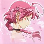  ahoge braid cherry_blossoms choker closed_eyes jewelry nakahara_komugi necklace nurse_witch_komugi-chan pink_hair solo watanabe_akio 