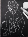 2016 animal_genitalia anthro balls big_balls buttsteak canid canine canine_genitalia canis fox foxxel genitals huge_balls male mammal pose sheath sketch smoot traditional_media_(artwork)