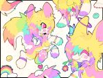 ambiguous_gender canid feral flower fr34kpet fur hi_res mammal multicolored_body multicolored_fur multicolored_tail plant purple_body purple_fur rainbow rainbow_body rainbow_fur rainbow_tail scene_kid sketch_page smile solo sparkledog tail yellow_body yellow_fur