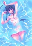  blush green_hair mahou_sensei_negima! masaki_(celesta) nagase_kaede solo swimsuit water 