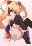  blonde_hair dragonaut jacqueline_baumgold kobayashi_tsuna multicolored_hair ribbon solo thighhighs twintails two-tone_hair 