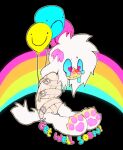ambiguous_gender anthro balloon bodily_fluids bound canid canine canis crying domestic_dog fr34kpet hi_res inflatable mammal rainbow restraints solo straitjacket tears wynter_(fr34kpet)