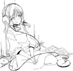  cd_player greyscale headphones monochrome moriya_suwako oekaki sakuraba_yuuki solo tears touhou 