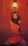  animal_ears breasts copyright_request kim_hyung_tae large_breasts nipples red scan scarf skirt solo topless 