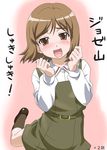  blush bob_cut brown_eyes brown_hair gunslinger_girl happy henrietta_(gunslinger_girl) short_hair smile solo translation_request youkan 