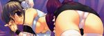  absurdres amazuyu_tatsuki ass bent_over breasts copyright_request glasses highres large_breasts long_image panties pantyshot poster solo thighhighs underboob underwear wide_image 