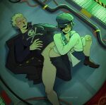  1boy 1girl androgynous blonde_hair blush cabbie_hat clothed_sex fang full-face_blush gesugao_enthusiast glowing glowing_eyes hand_on_another&#039;s_knee hat hat_over_one_eye highres lab_coat male_pubic_hair necktie open_collar oversized_clothes persona persona_4 pubic_hair reverse_cowgirl_position reverse_trap scar scar_on_face school_uniform sex shadow_(persona) shadow_naoto shirogane_naoto short_hair skull_and_crossbones smile straddling sweatdrop tatsumi_kanji yasogami_school_uniform yellow_eyes yellow_necktie 
